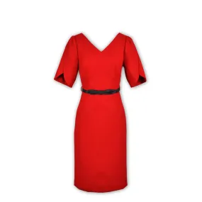 J. Peterman Women's Mid-Century Tulip Sleeve Dress in Red