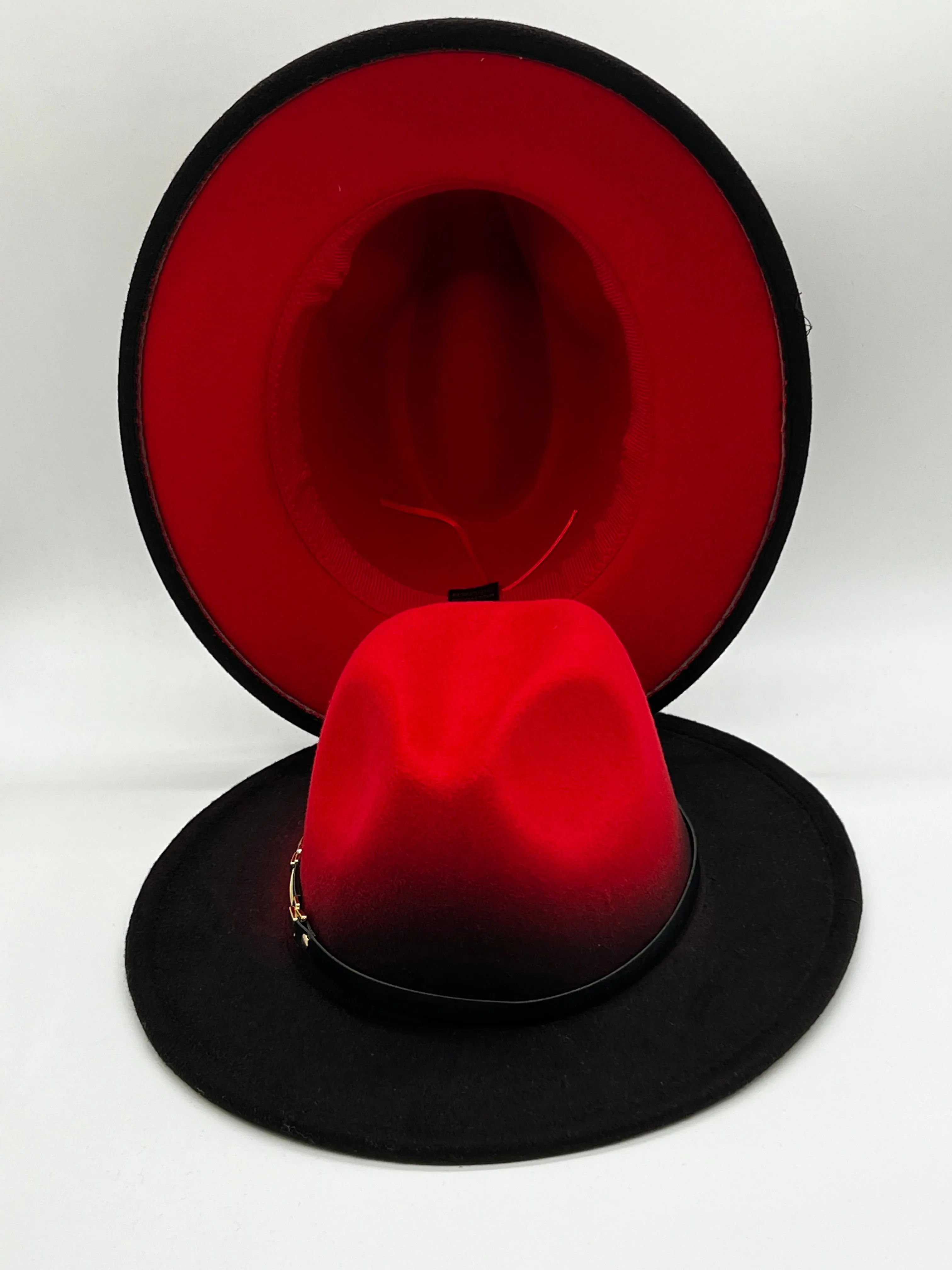 Jazzy Red Two Tone Fedora Hat w/ Red Bottom