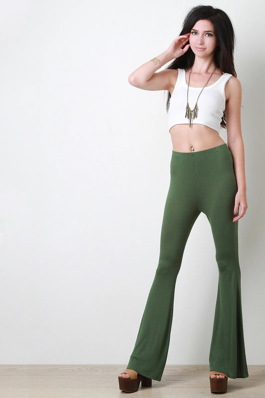 Jersey Knit Flared Pants