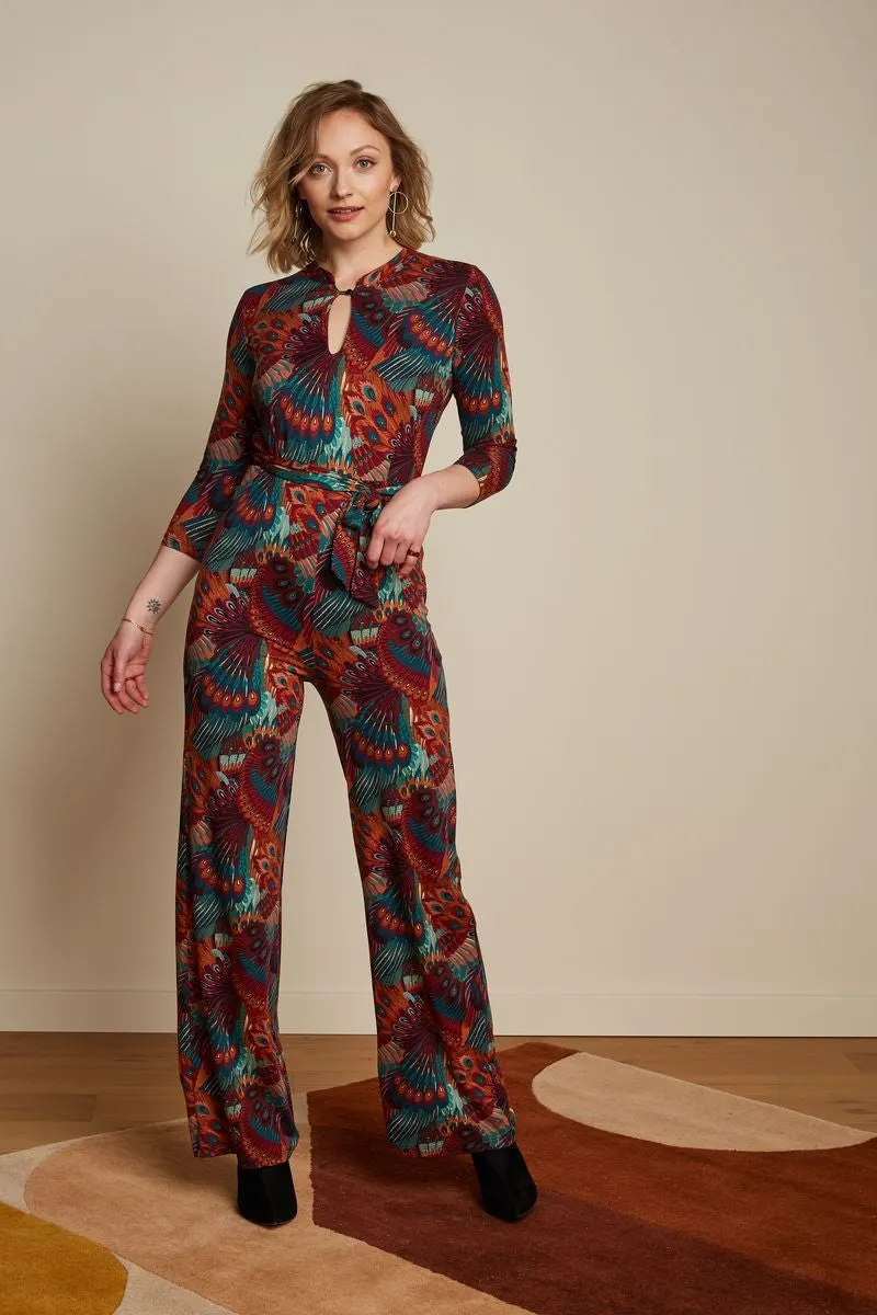 Jumpsuit met organische print | King Louie Chinese jumpsuit sashay truffle red