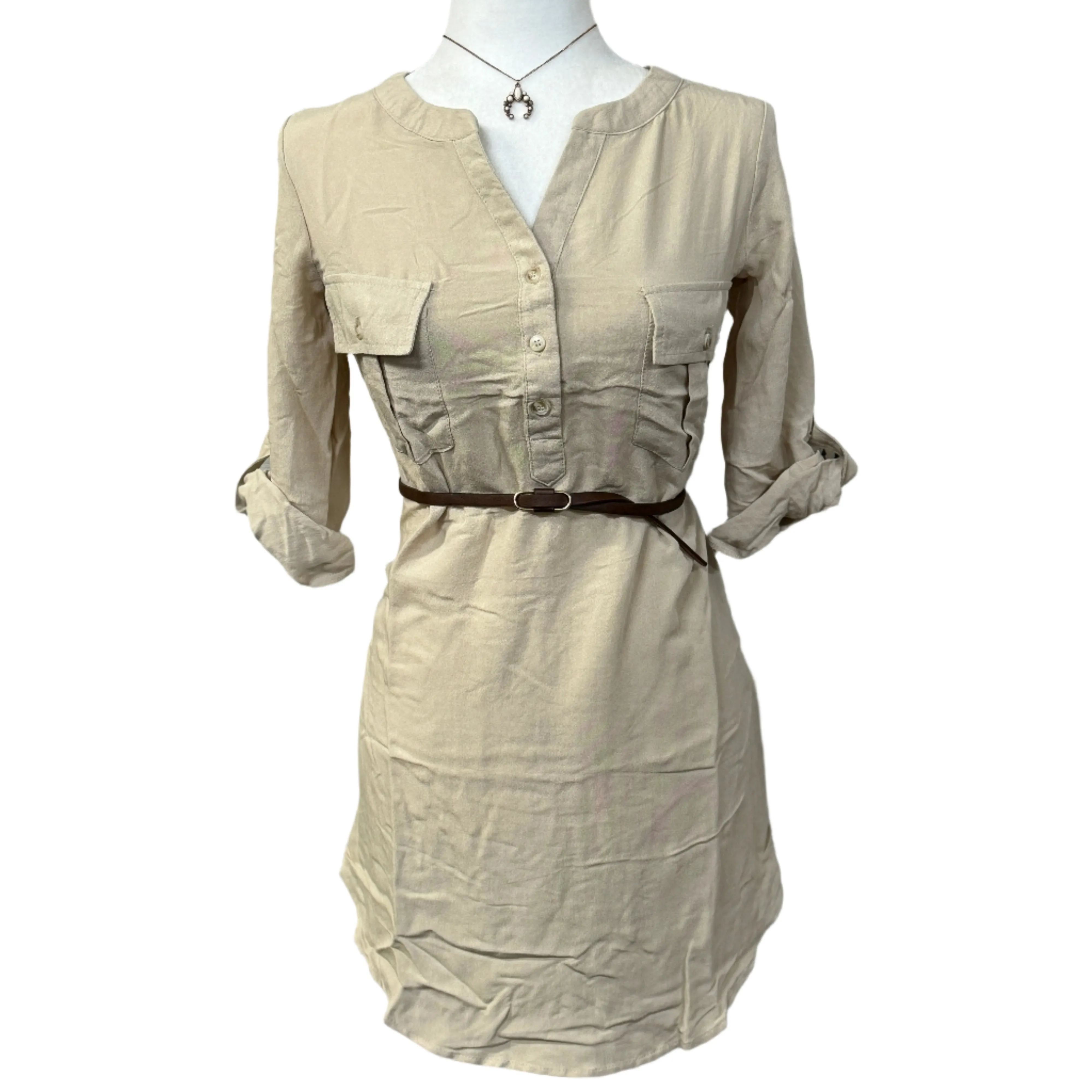 Khaki Belted Dress