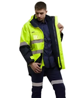 King Gee Originals 4 in 1 Waterproof Hi-Vis Reflective Work Jacket (K55300)