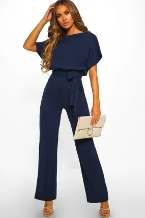 Lace-up Short Sleeve Jumpsuit