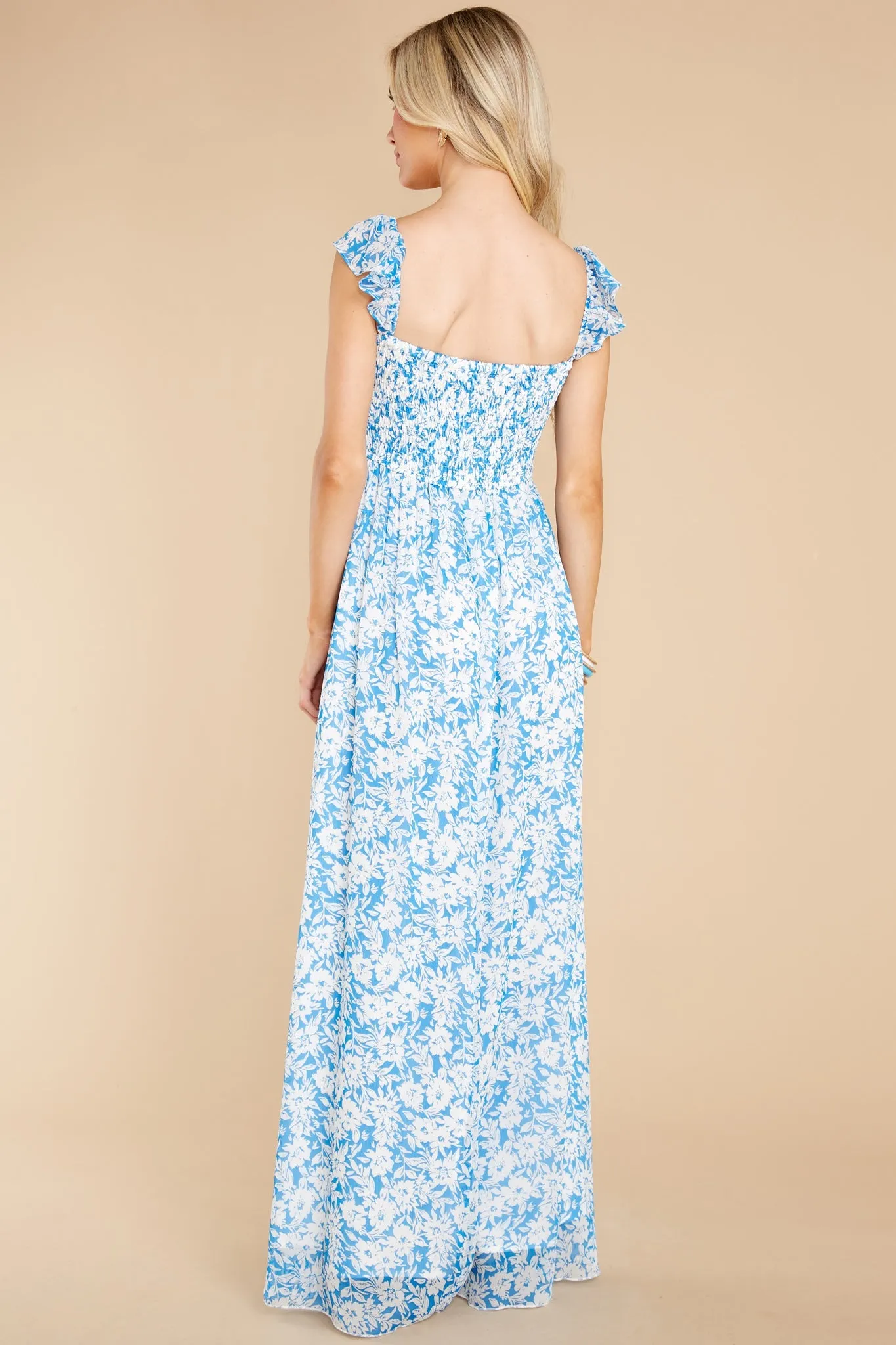 Let's Make Memories Blue Floral Print Maxi Dress