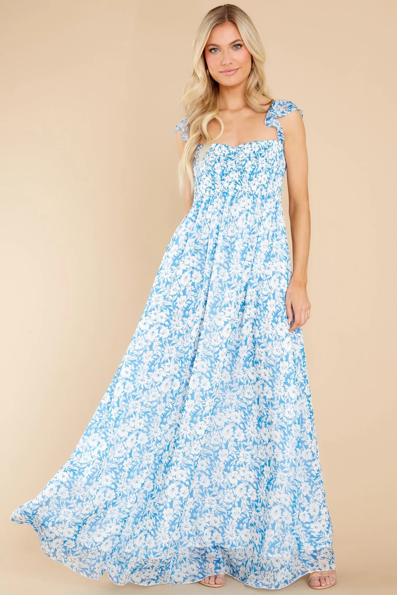 Let's Make Memories Blue Floral Print Maxi Dress