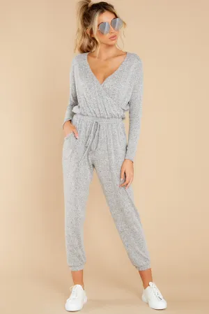 Let's Relax Heather Grey Jumpsuit