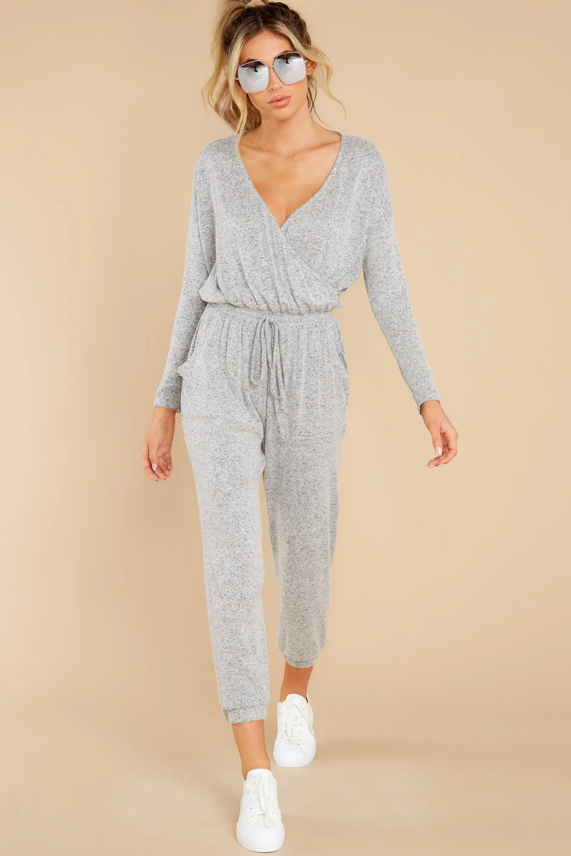 Let's Relax Heather Grey Jumpsuit