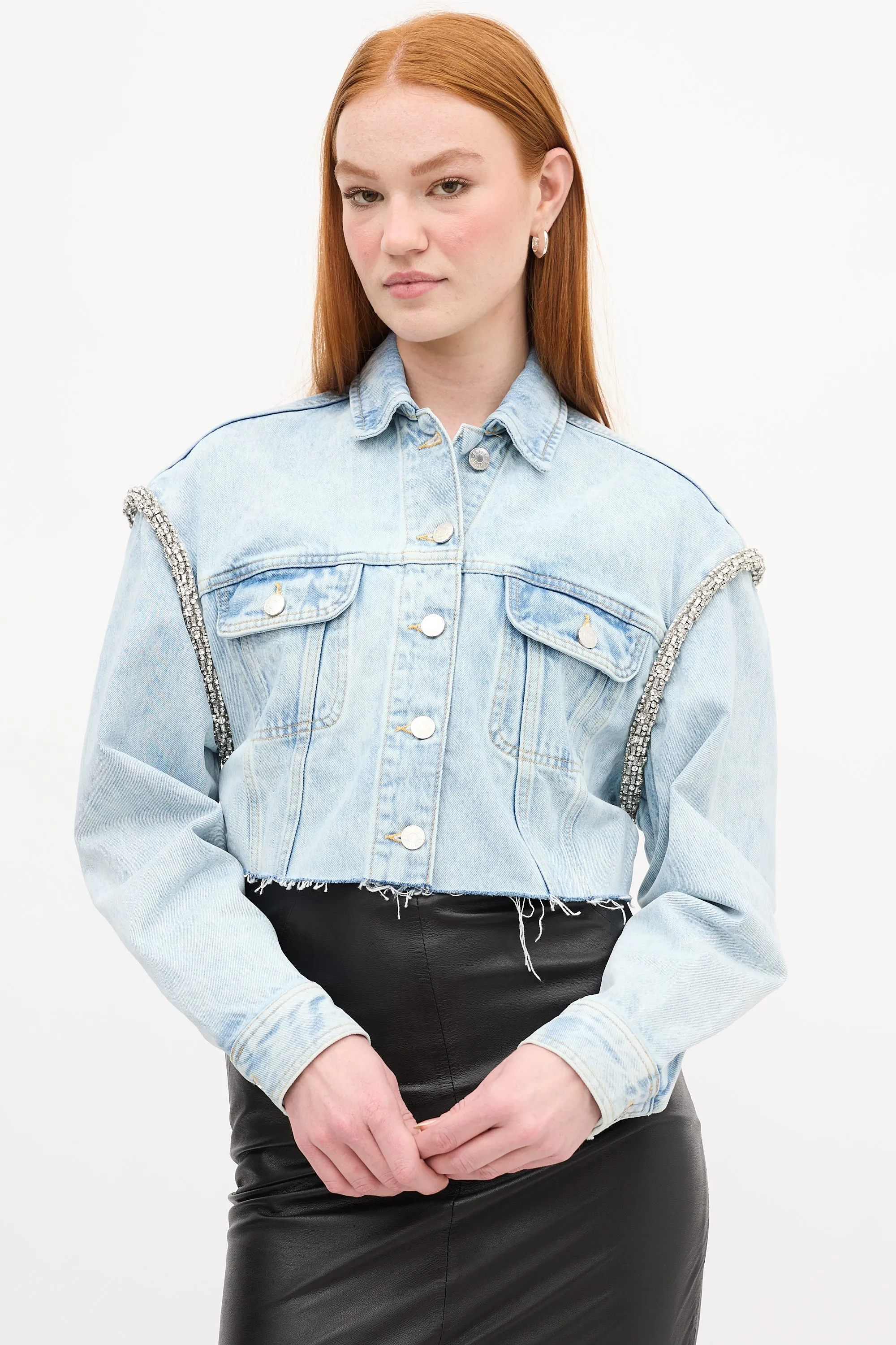 Light Wash Embellished Denim Jacket