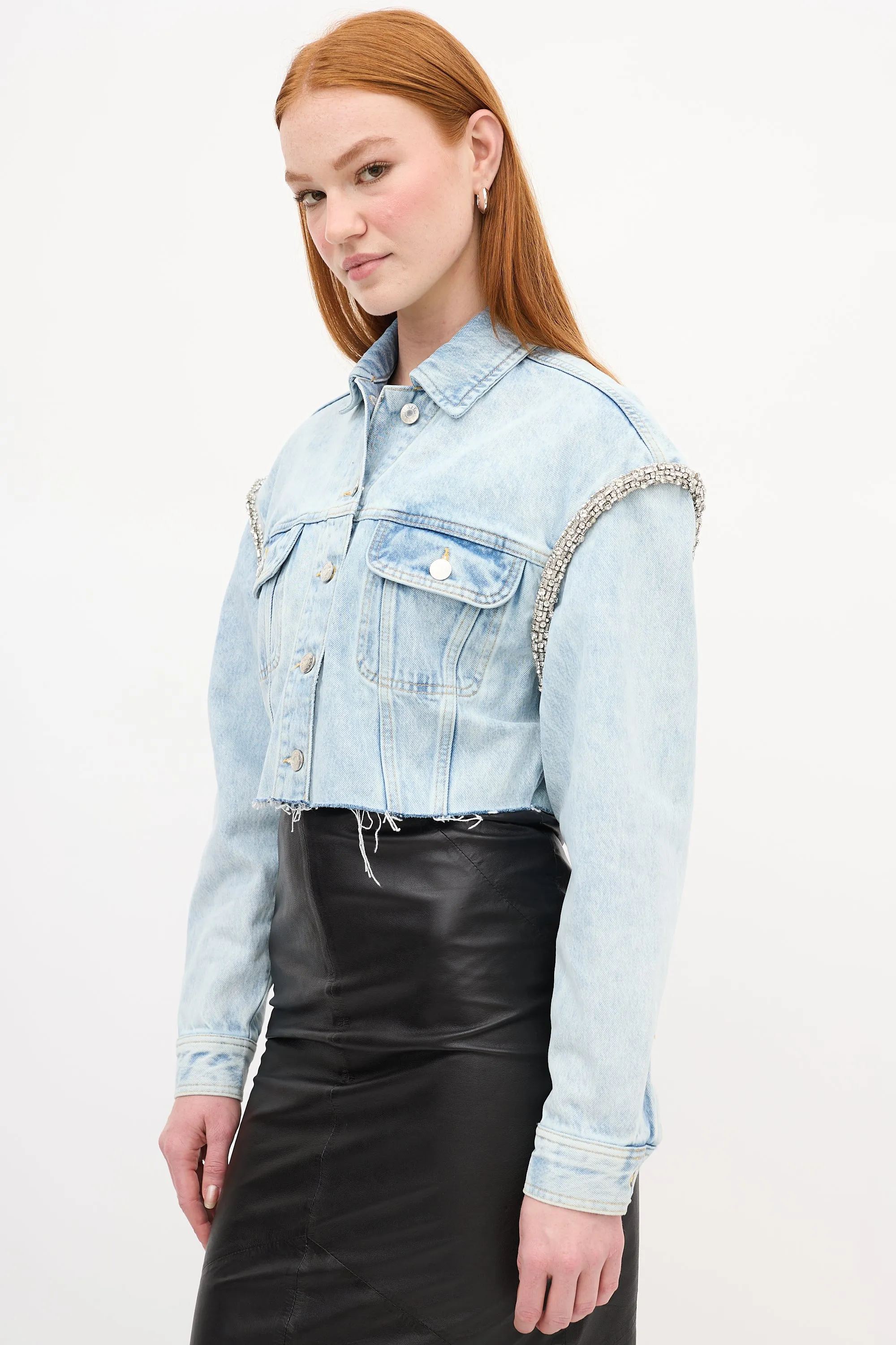 Light Wash Embellished Denim Jacket