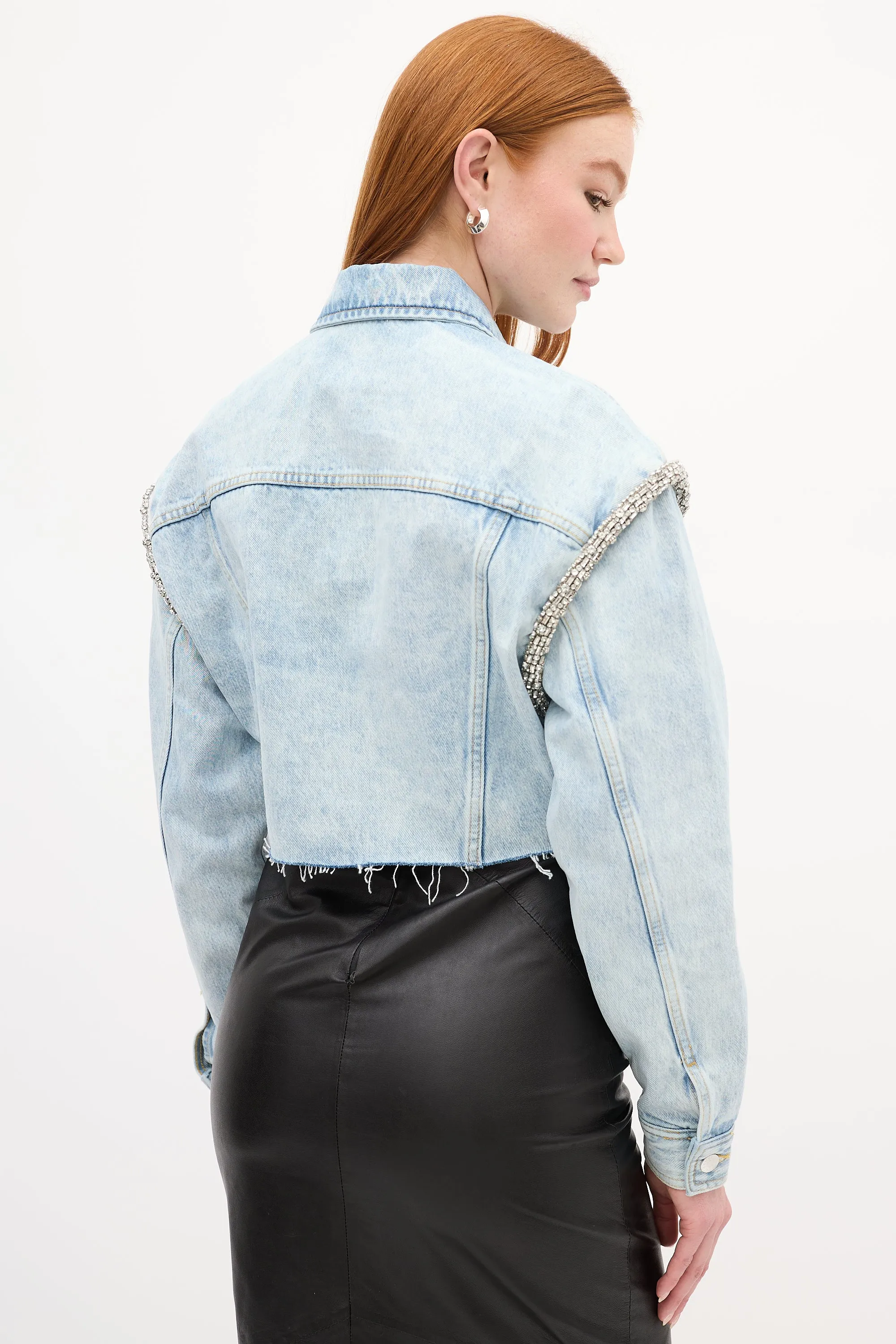 Light Wash Embellished Denim Jacket