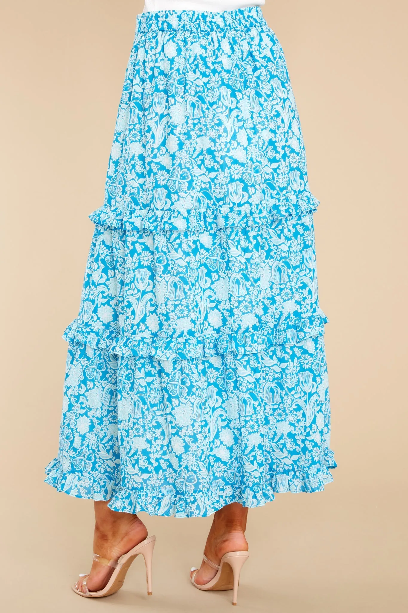 Lindsay Mini Garden Floral Aqua Skirt