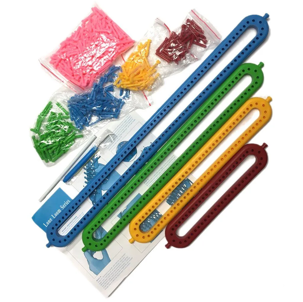 Long Knitting Loom Set of 4 with Adjustable Pegs