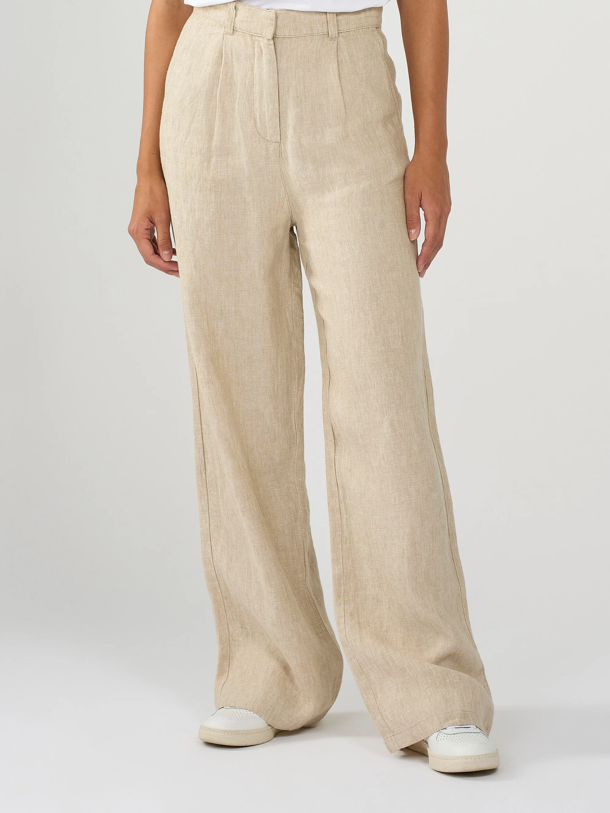 Loose natural linen pants - Light feather gray