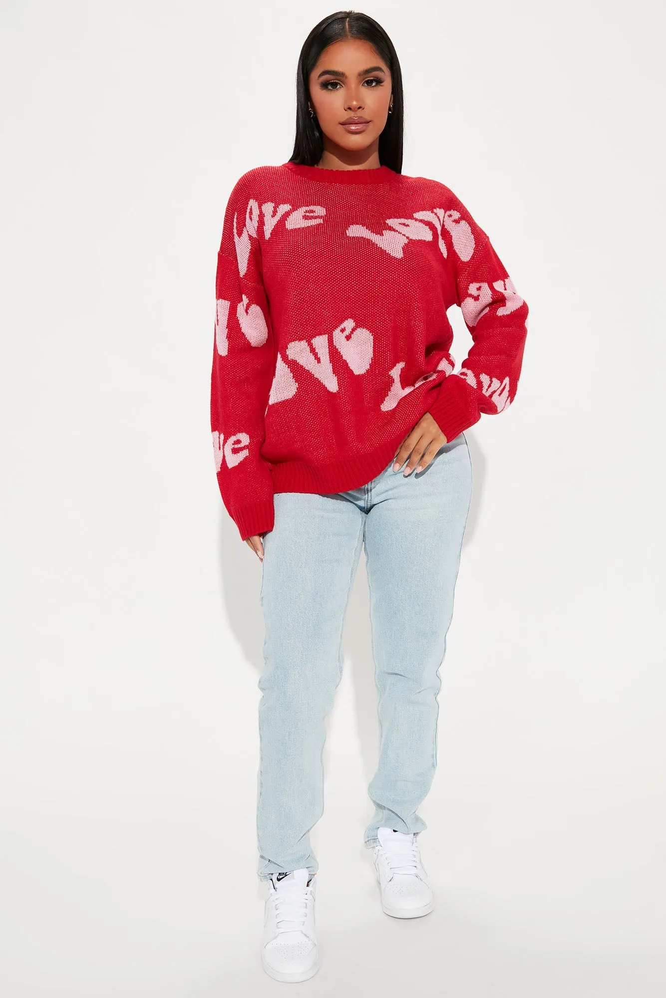 Love Me Love Me Sweater - Red/combo