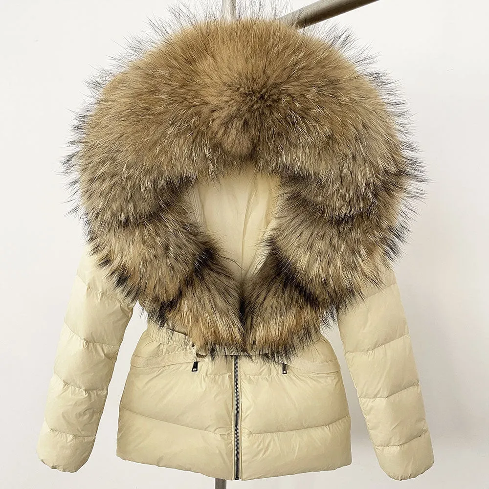 LovelyRLovely Thick Waist-tight Fur Down Jacket