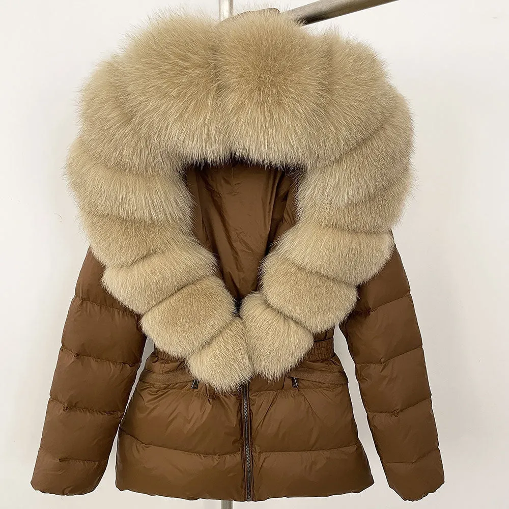 LovelyRLovely Thick Waist-tight Fur Down Jacket