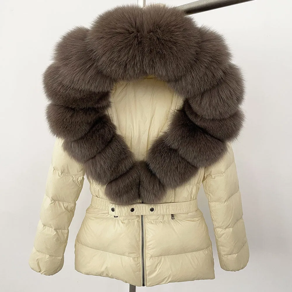 LovelyRLovely Thick Waist-tight Fur Down Jacket