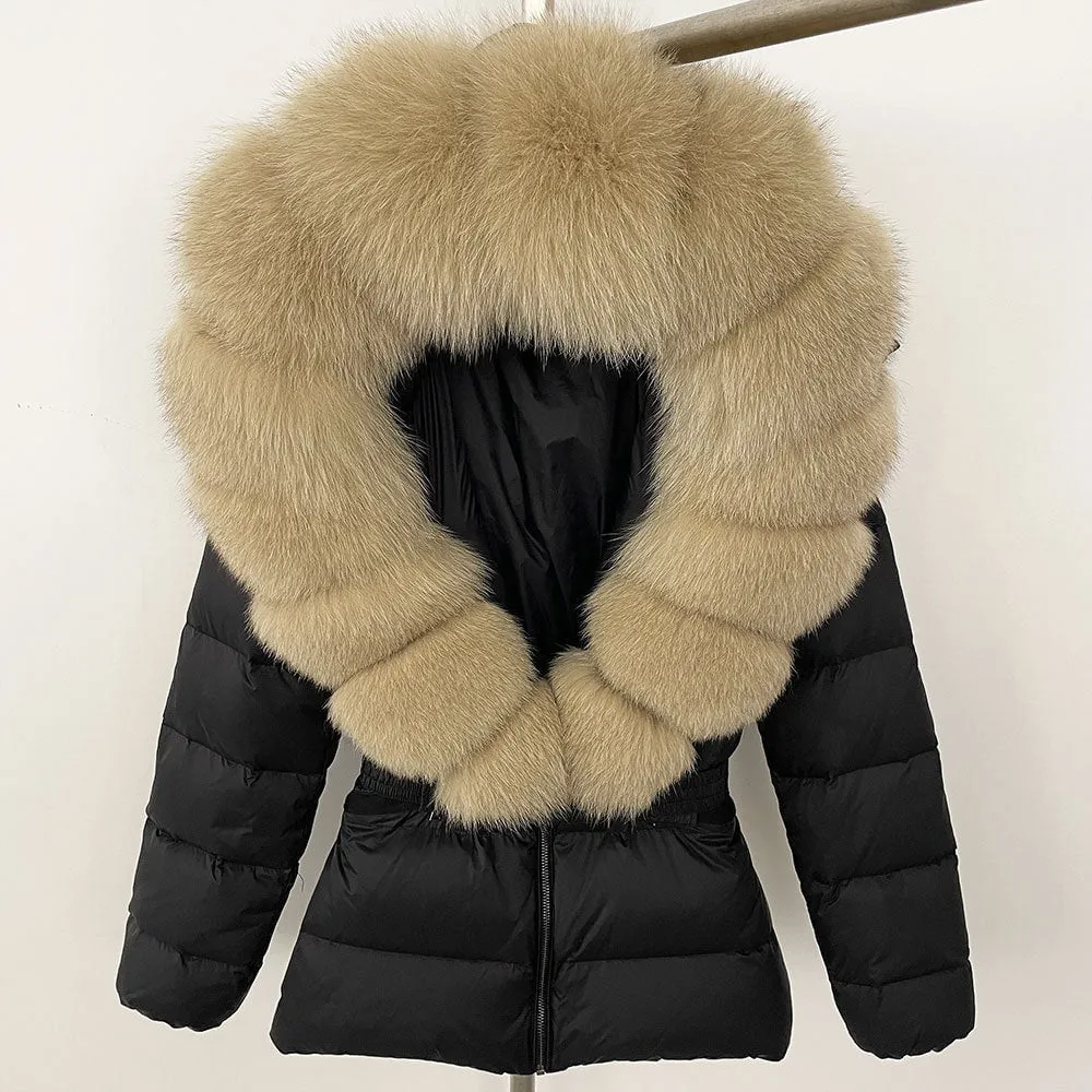 LovelyRLovely Thick Waist-tight Fur Down Jacket