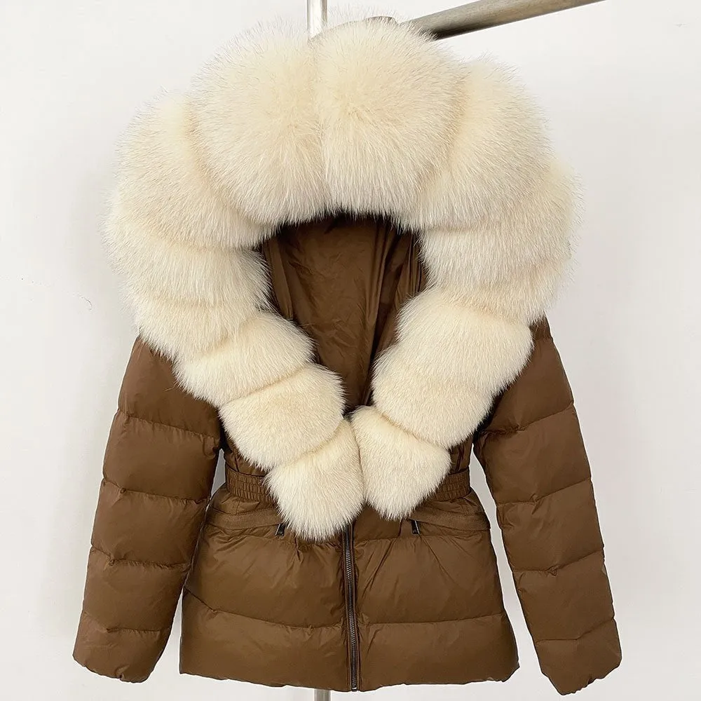 LovelyRLovely Thick Waist-tight Fur Down Jacket