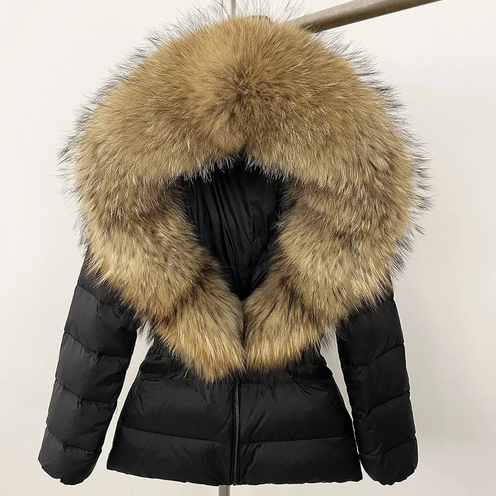 LovelyRLovely Thick Waist-tight Fur Down Jacket