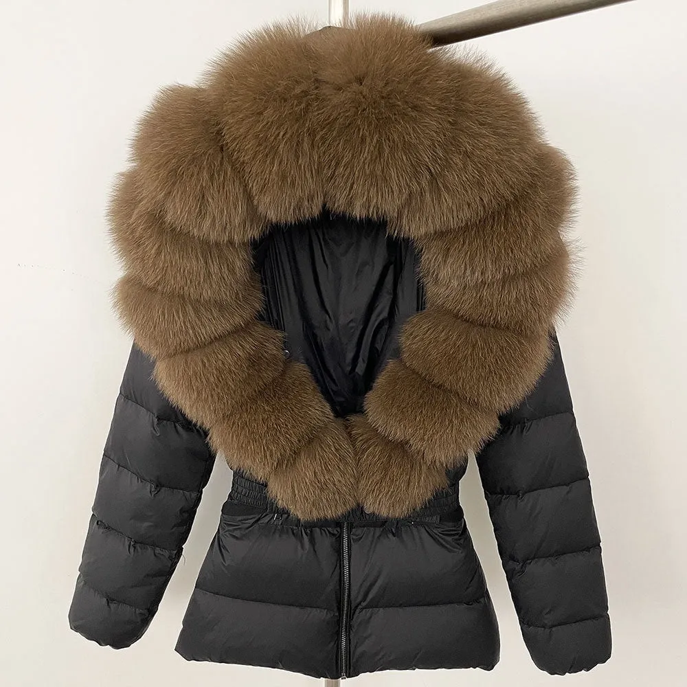 LovelyRLovely Thick Waist-tight Fur Down Jacket