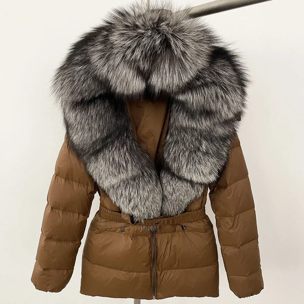 LovelyRLovely Thick Waist-tight Fur Down Jacket