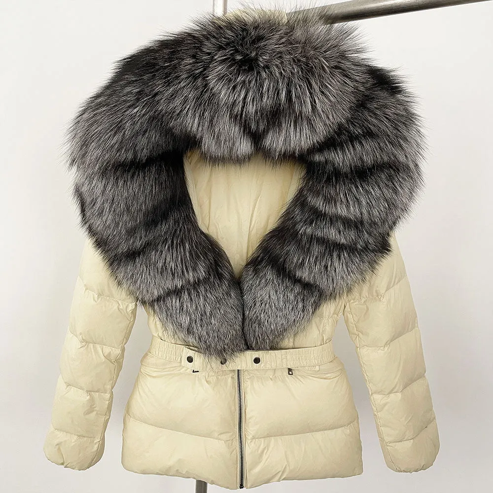 LovelyRLovely Thick Waist-tight Fur Down Jacket