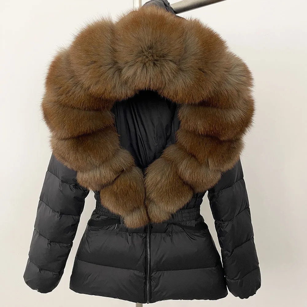 LovelyRLovely Thick Waist-tight Fur Down Jacket