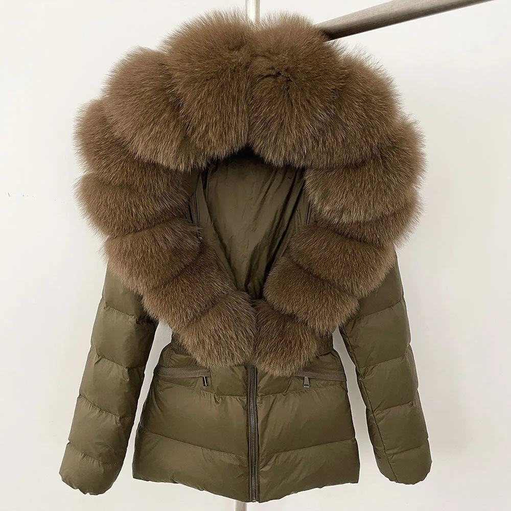 LovelyRLovely Thick Waist-tight Fur Down Jacket