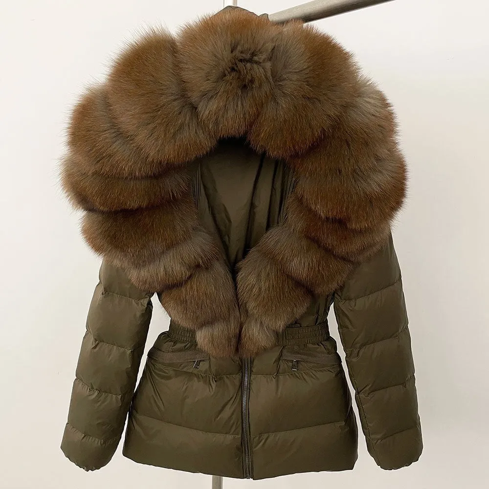 LovelyRLovely Thick Waist-tight Fur Down Jacket