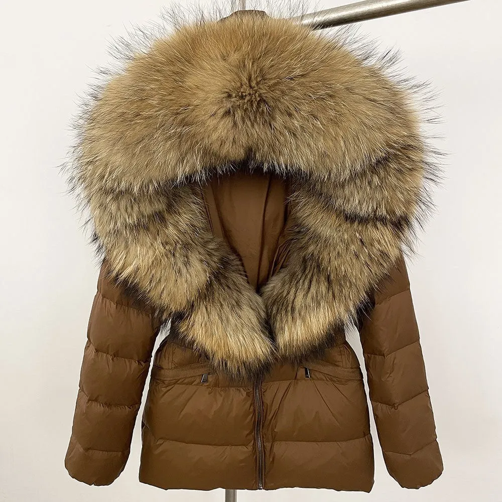 LovelyRLovely Thick Waist-tight Fur Down Jacket