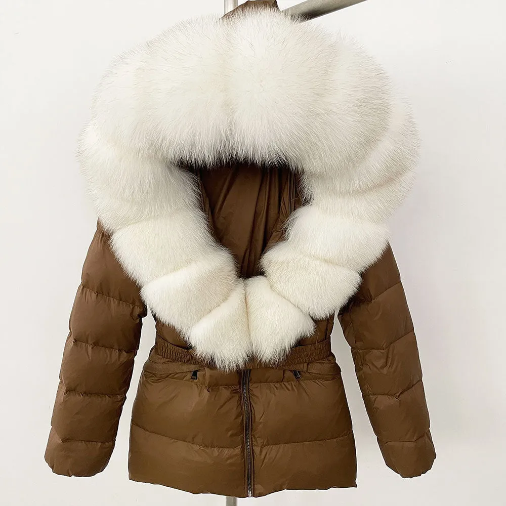 LovelyRLovely Thick Waist-tight Fur Down Jacket