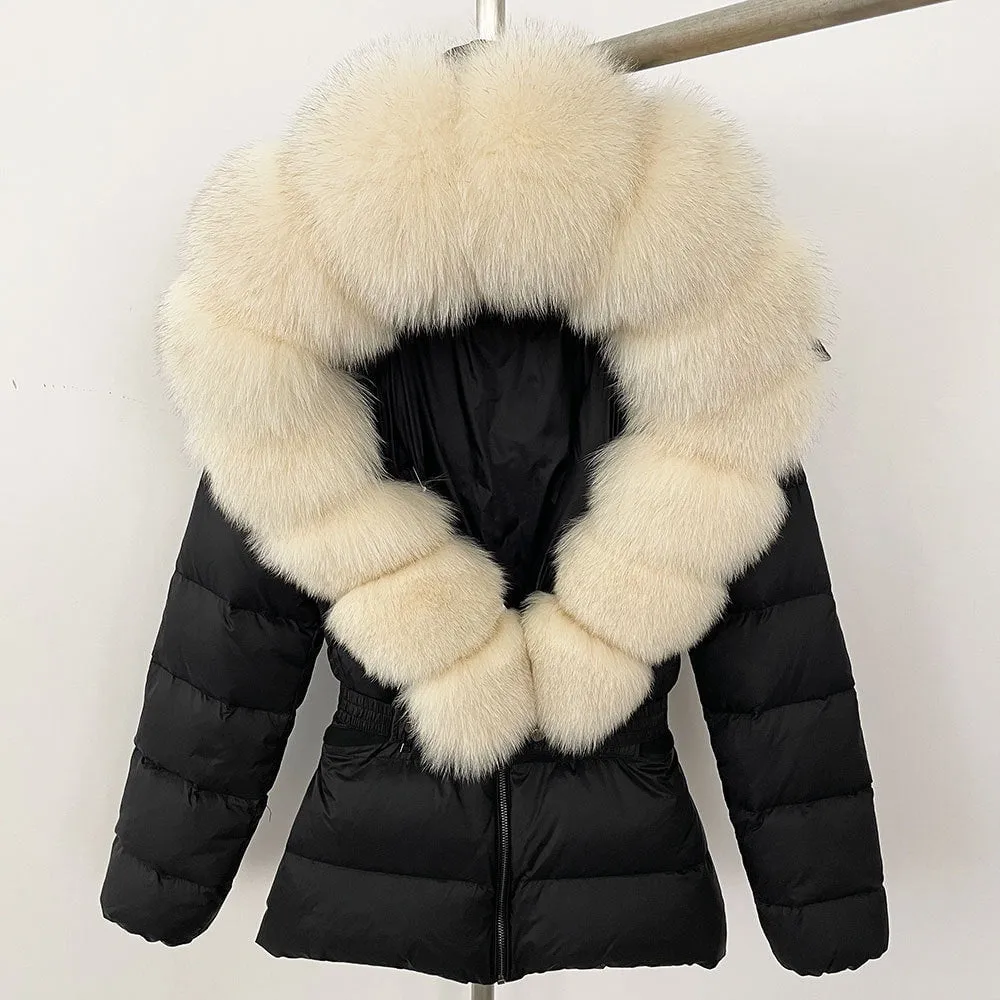 LovelyRLovely Thick Waist-tight Fur Down Jacket