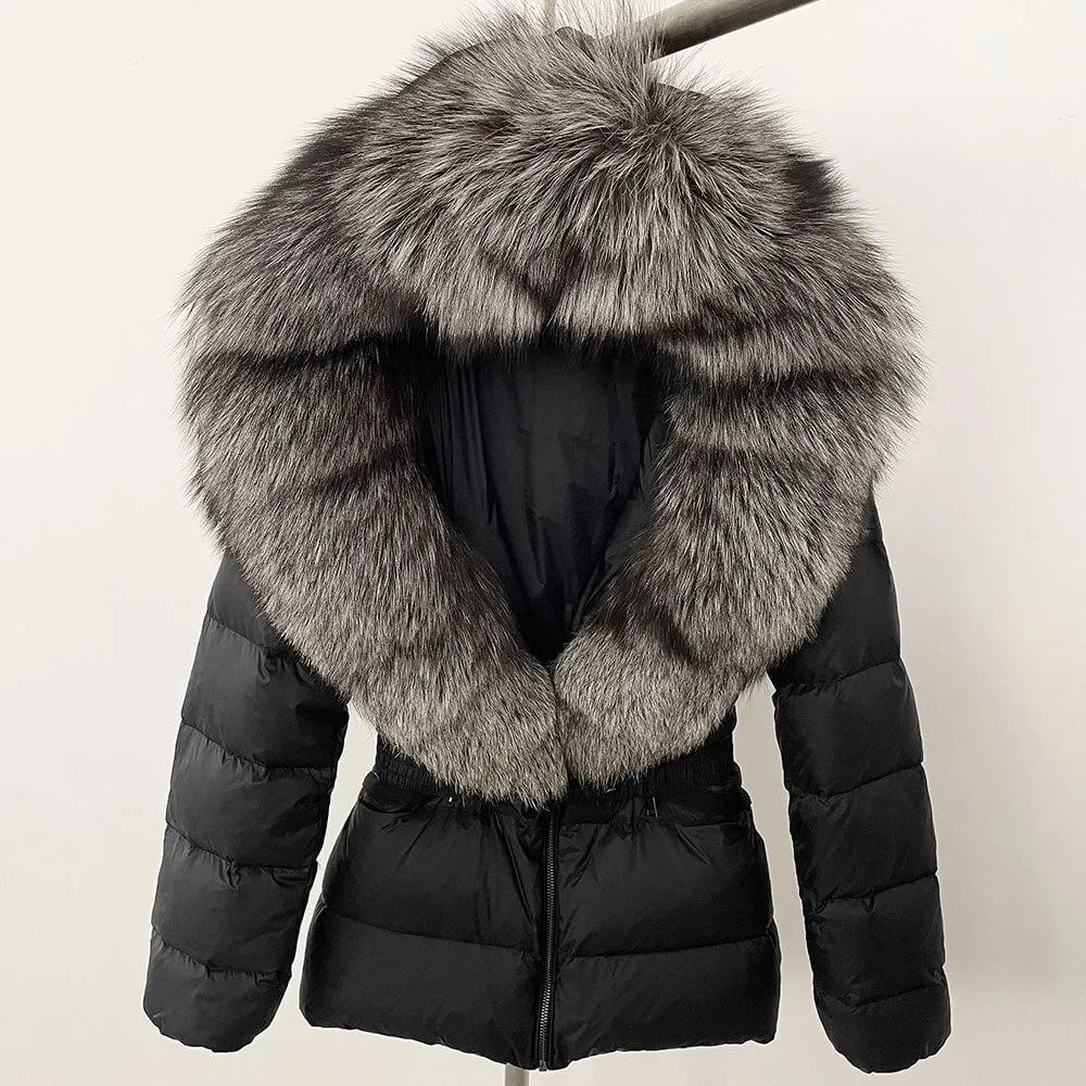 LovelyRLovely Thick Waist-tight Fur Down Jacket