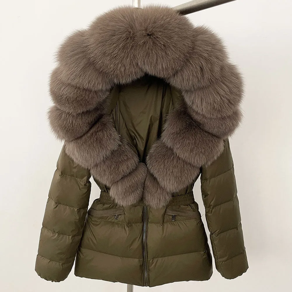 LovelyRLovely Thick Waist-tight Fur Down Jacket