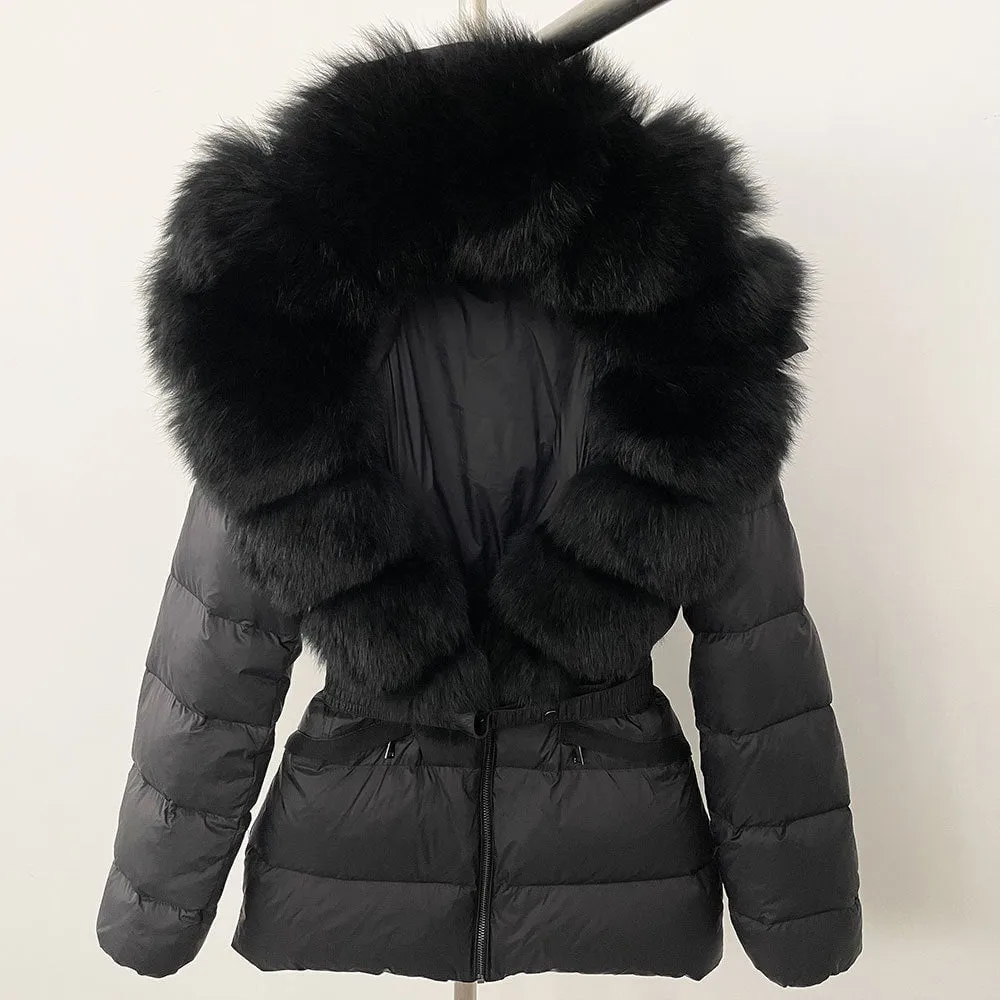 LovelyRLovely Thick Waist-tight Fur Down Jacket