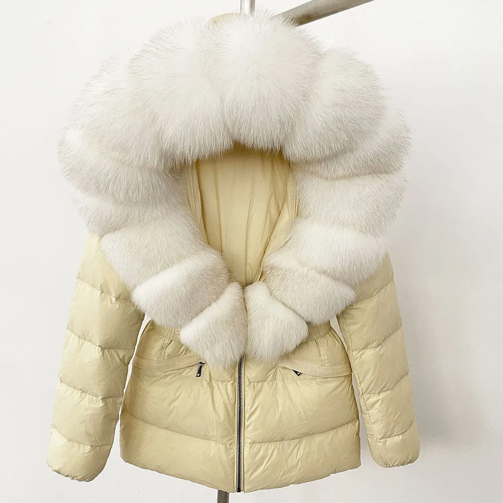 LovelyRLovely Thick Waist-tight Fur Down Jacket