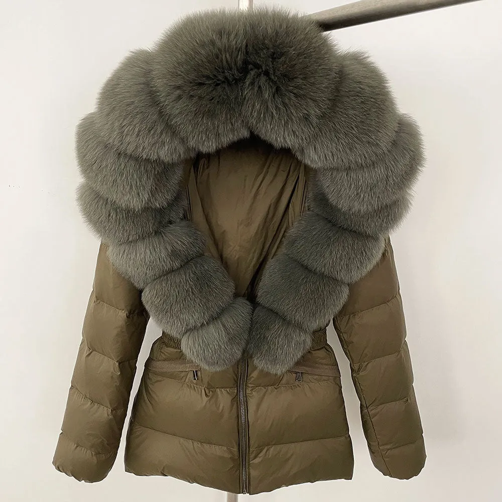 LovelyRLovely Thick Waist-tight Fur Down Jacket