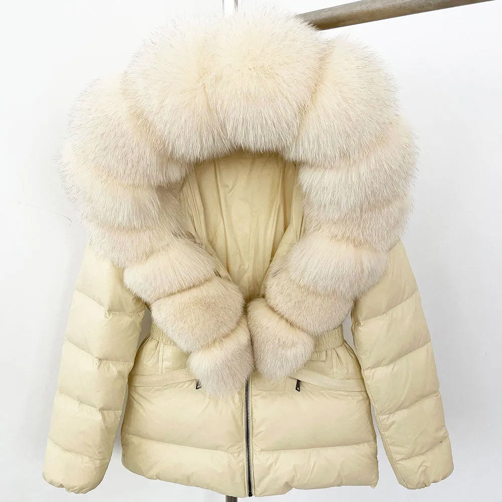 LovelyRLovely Thick Waist-tight Fur Down Jacket