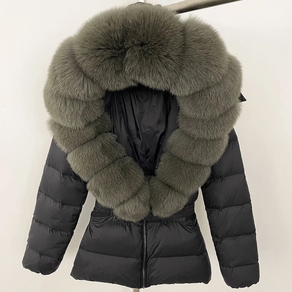 LovelyRLovely Thick Waist-tight Fur Down Jacket