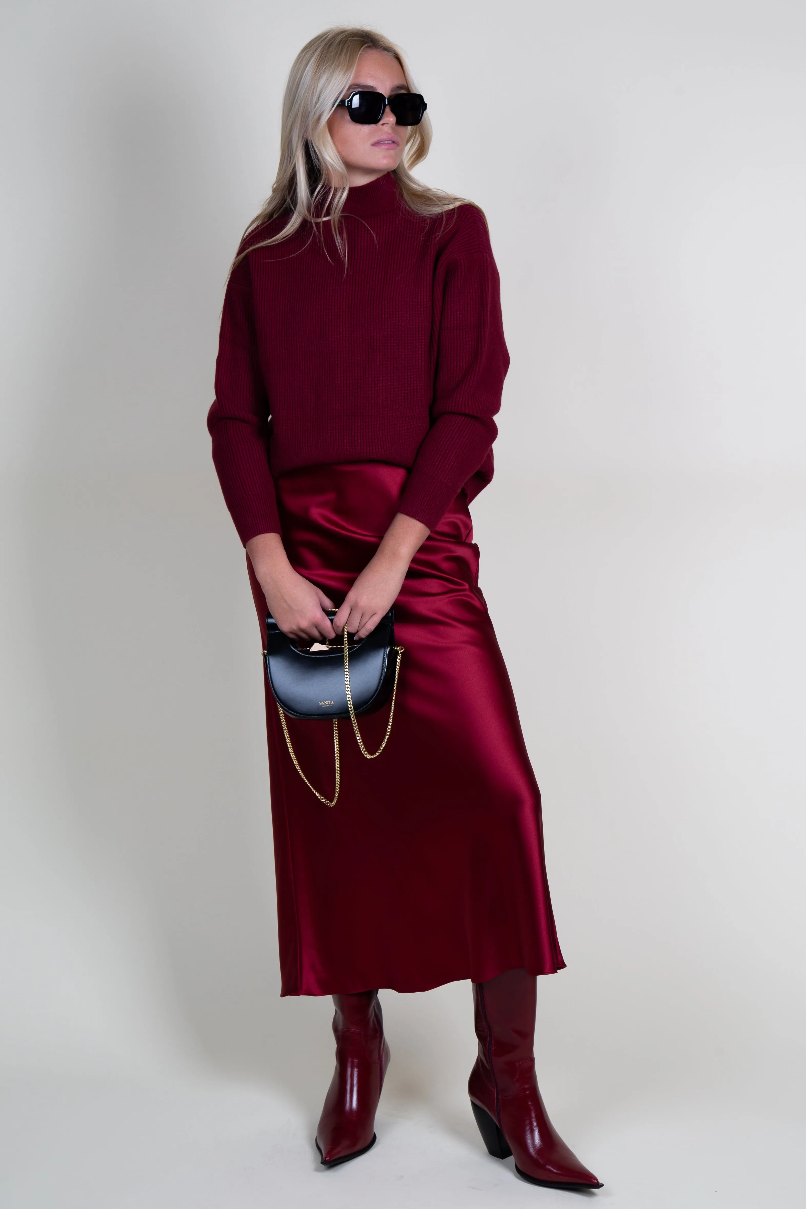 LUCY PARIS | Katianna Maxi Skirt - Maroon