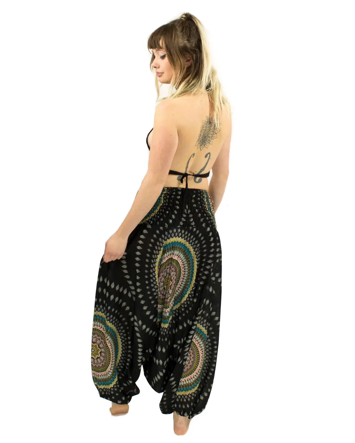 Mandala Baggy Harem Pants Black