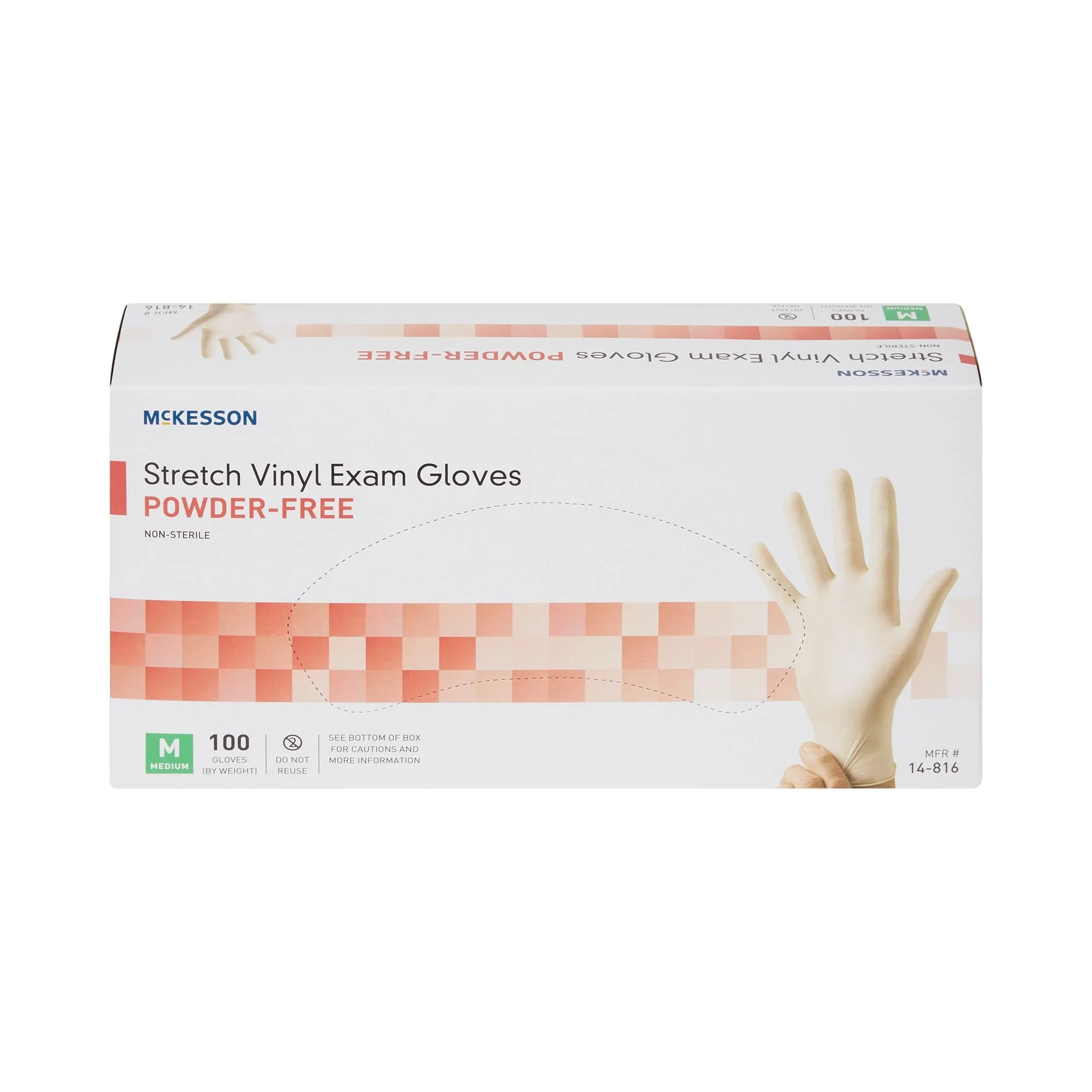 McKesson Stretch Vinyl Powder Free Exam Glove, Medium, Ivory