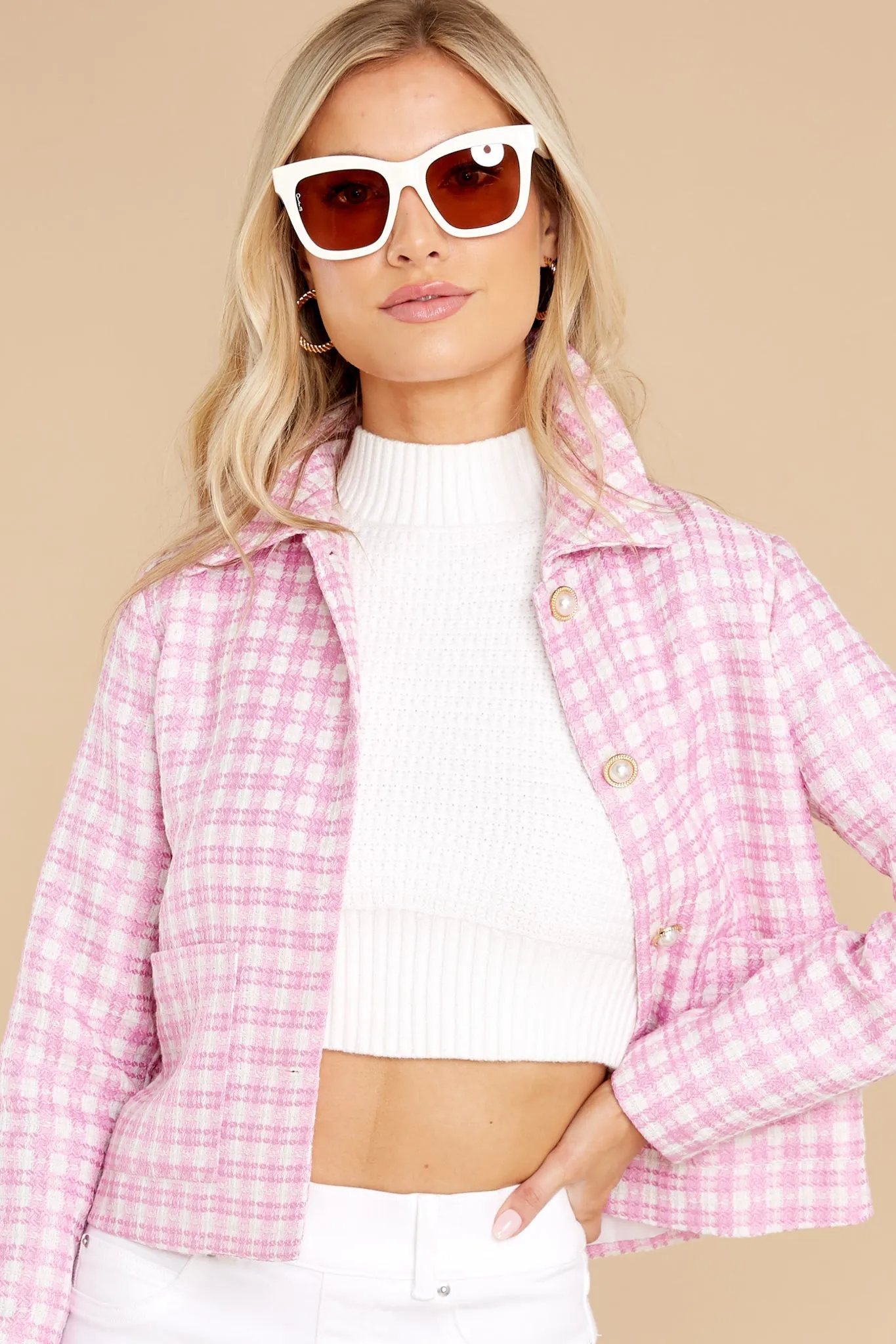 Meet Me On Melrose Hot Pink Tweed Jacket