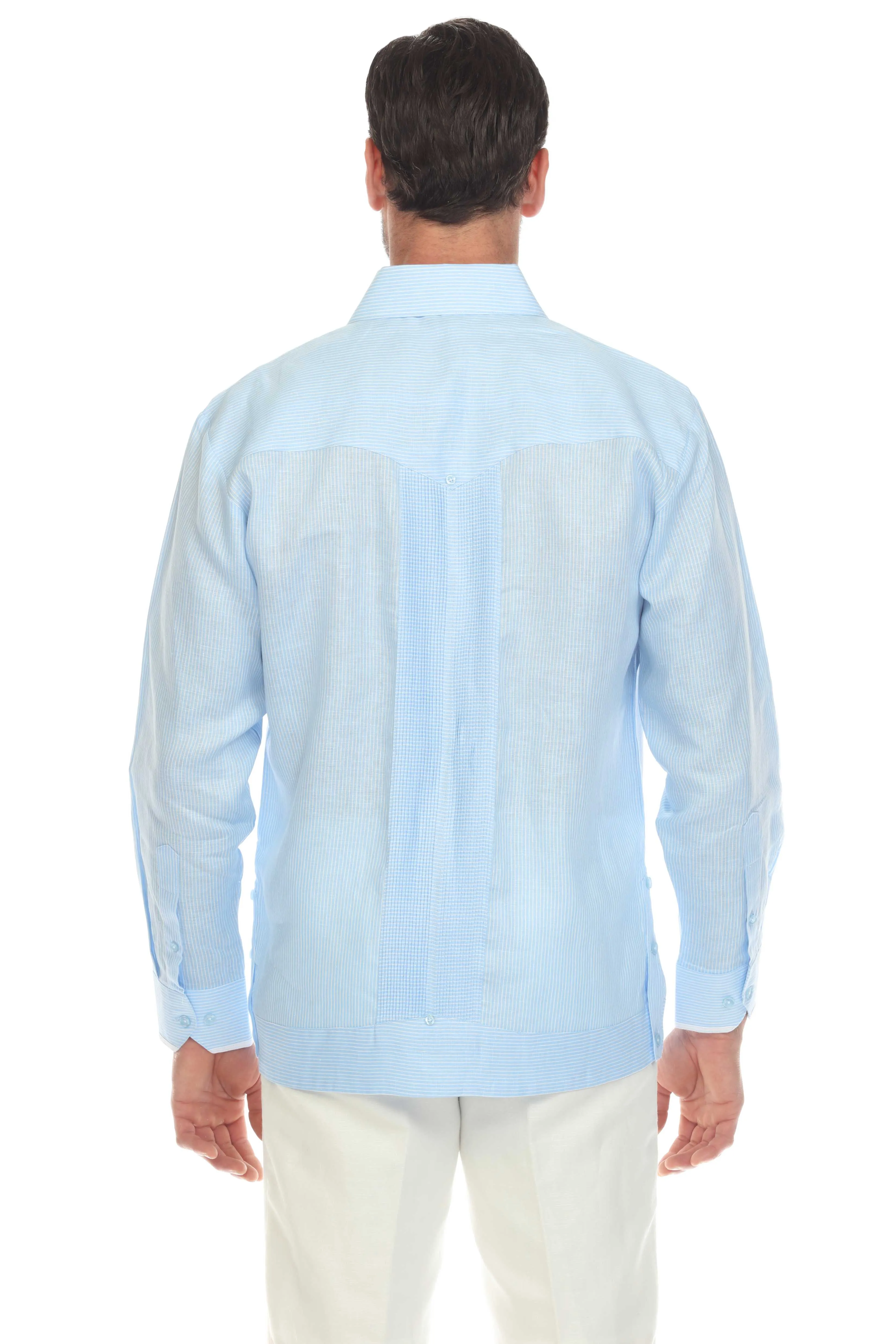 Men's Pinstripe Guayabera Shirt Long Sleeve