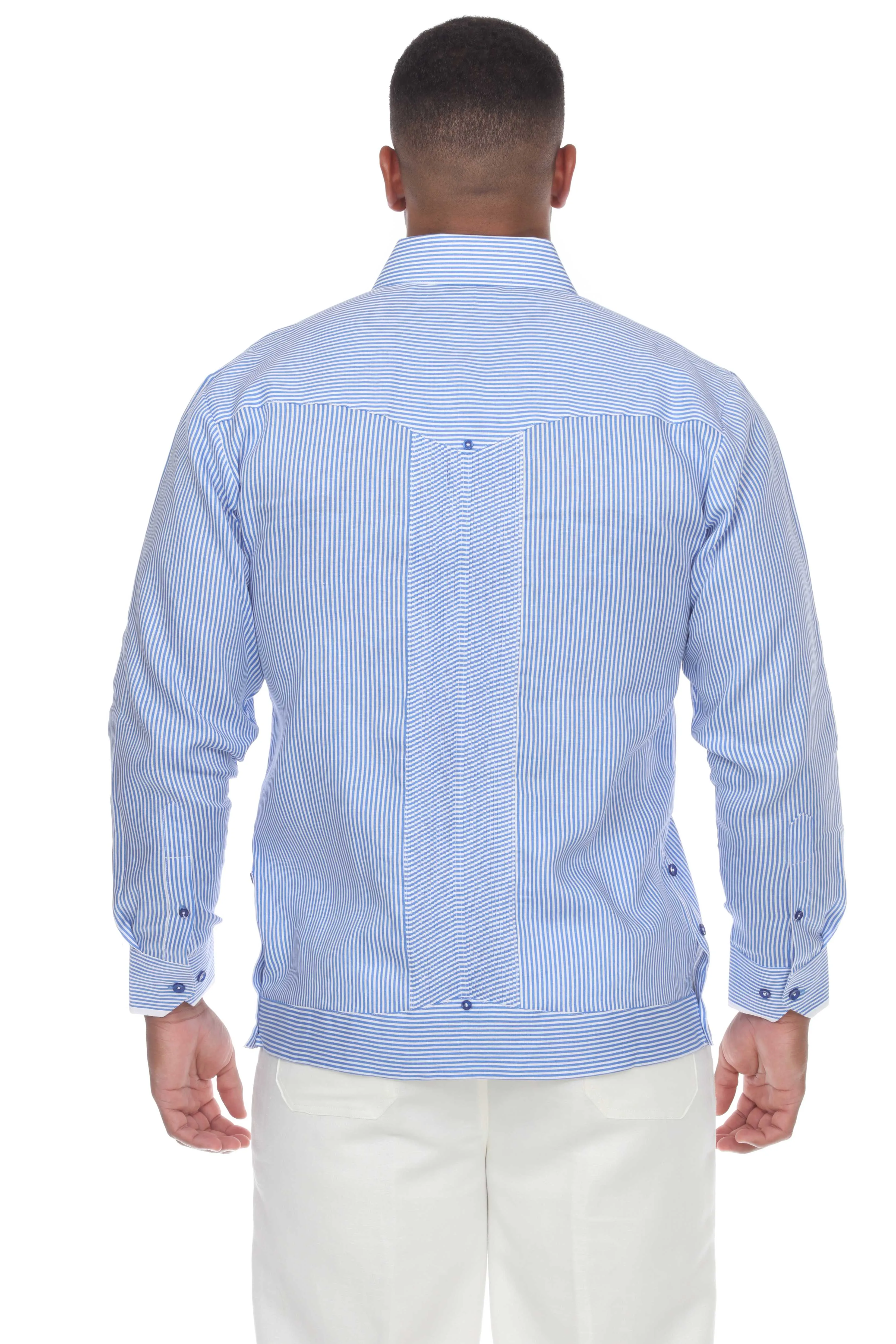 Men's Pinstripe Guayabera Shirt Long Sleeve