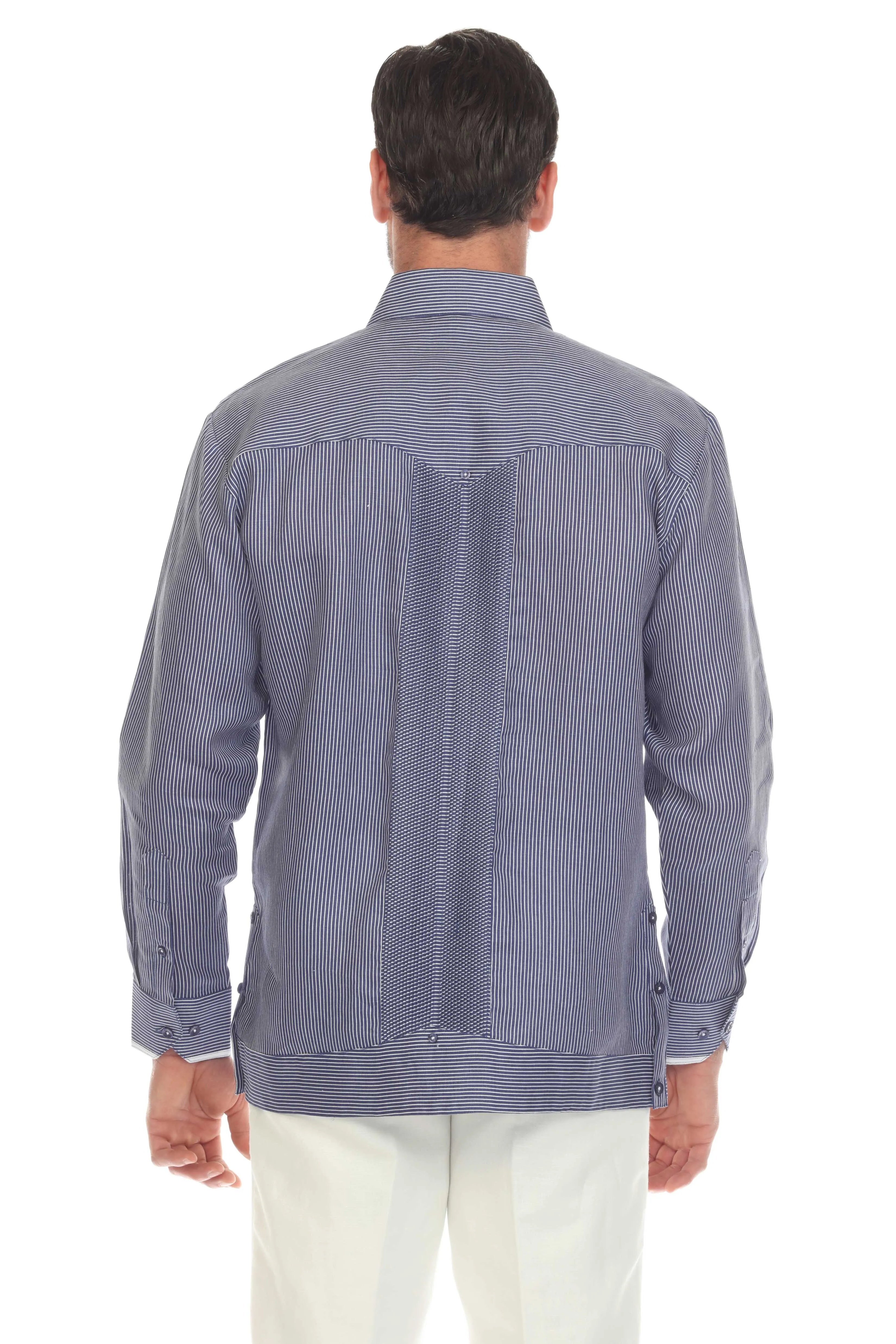 Men's Pinstripe Guayabera Shirt Long Sleeve