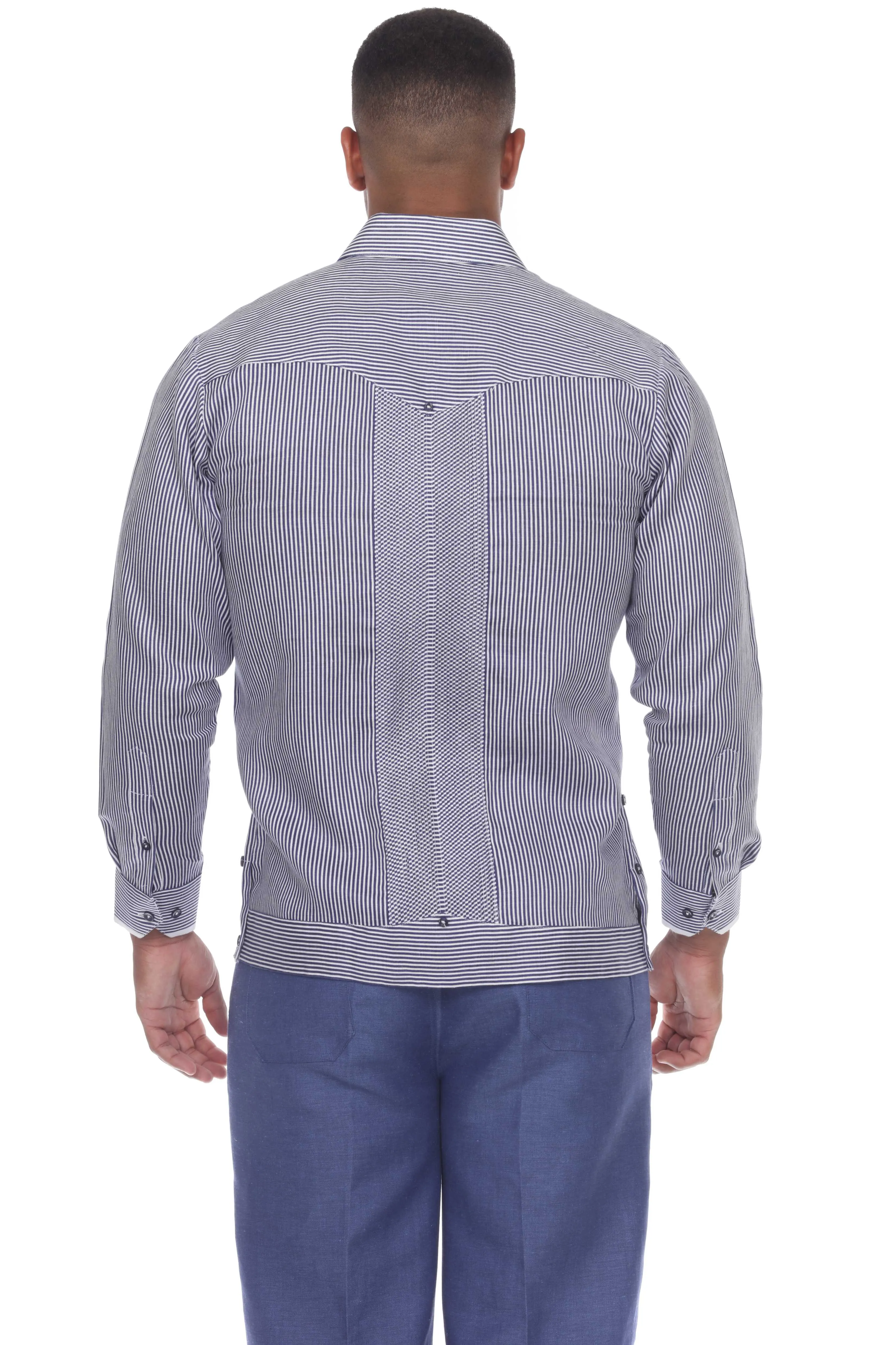 Men's Pinstripe Guayabera Shirt Long Sleeve