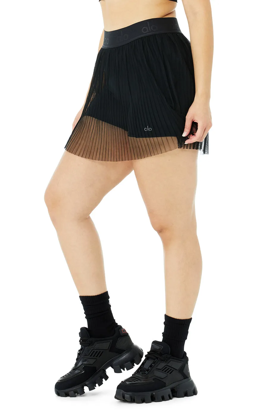 Mesh Flirty Tennis Skirt - Black