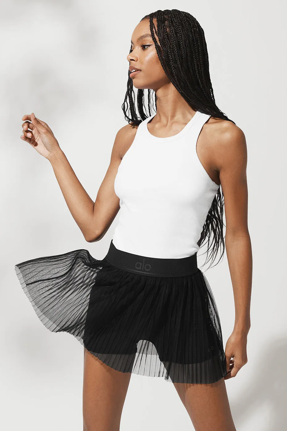 Mesh Flirty Tennis Skirt - Black